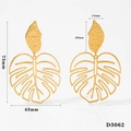 Orecchini a foglia di monstera dorati con perni testurizzati e finitura elegante - Stile Foglia d'Oro (D3062)