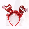 Red Valentine's Day headband featuring sparkly love hearts with pink crowns and tassels - Red Love Crown Heart Headband (No. 10)