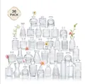 36-piece set of varied transparent glass vases with different geometric textures - Clear (36 Pieces Set)