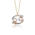 S925 sterling silver Cancer constellation necklace with colorful zircon pendant in gold - Cancer / 925 Silver