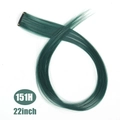 Single piece 22-inch long straight green hair extension with clip-on design color 151H - Green (151H)
