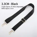 Adjustable black nylon shoulder strap 3.3cm wide with gold metal hooks 75-140cm - 3.3cm Width - Bright Silver Hook