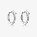 Classic S925 sterling silver hoop earrings featuring a pear-cut drop and micro-set stones - Platinum-Water Drop / Silver
