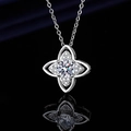 Elegant silver pendant necklace with sparkling center diamond and pavé star design - Xl-150 [with Cross Chain]