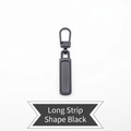 Universal matte black rectangular replacement zipper pull for jackets and luggage - Long Rectangular - Black