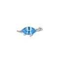 Cute S925 sterling silver turtle stud earring with marquise-cut sky blue crystal gem - 925 Silver / Sea Turtle Silver Color (RHE954S)