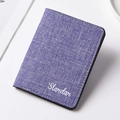 Slim blue canvas mini wallet for men featuring Slardar branding and minimalist weave texture - Purple