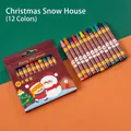 12-color Christmas crayon set for children with festive packaging on a colorful background - Christmas Snow House (12 Colors)