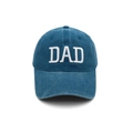 Navy blue washed cotton dad hat featuring white 3D DAD embroidery and six-panel design - Adjustable / Washed Blue-DAD Embroidery