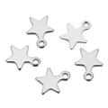 Set of five silver polished stainless steel star pendants with hanging rings for jewelry DIY - Steel