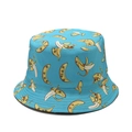 Light blue bucket hat with yellow banana pattern for sun protection and outdoor leisure - Banana Blue