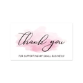 Pink watercolor thank you card for small business packaging in rectangular paper style - K-146/Pink Smudge