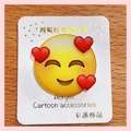 Cute yellow emoji acrylic heart pin for DIY accessories on a white display card - Cute / Patch Pattern