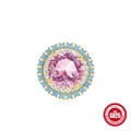 Pink gemstone S925 sterling silver stud earring with blue accents and gold finish - 925 Silver / Gold Base Pink Main Stone (5004923780236)