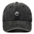 Vintage washed black baseball cap featuring a white palm embroidery and distressed cotton finish - Adjustable / Black