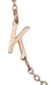 Rose gold stainless steel K letter pendant with delicate side chain connection - Letter K / Rose Gold