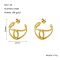 Double-layered 18k gold plated stainless steel twisted geometric hoop earrings - Twisted Rope Texture (ZE134G)