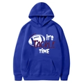Blue fleece hooded tracksuit with IT'S TACKLE TIME sports print for men and women - Blue-It's Tackle Time(14)