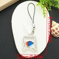 Creative resin tropical fish keychain in transparent bag with blue and red fish details - Dark Blue Fish (Phone Strap)