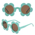 Mint green flower-shaped children's sunglasses with dark brown lenses for parties - C18-Mint Green Frame Brown Lens