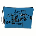 Linen storage bag with Happy Father's Day print, blue canvas style with wrist strap - With Carrying Rope / Blue Happy Father's Day Style
