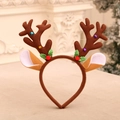 Brown reindeer antler headband with colorful bells and holly leaves for Christmas party - Khaki Antlers with Bells