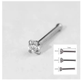 Silver G23 titanium nose studs with clear zircons in 2mm, 2.5mm and 3mm sizes - Straight Bar 18G*7mm*1.5mm / Silver