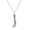 Detailed view of natural agate necklace with silver chain and blue stone pendant - Blue Agate Necklace