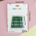 Detailed size specifications for 9-piece green polka dot birthday candle set for kids - Polka Dot Pencil Style