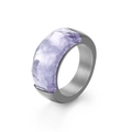 Titanium steel ring featuring a purple faceted crystal and grey brushed finish band - US 7 / Dark Grey Pale Purple (KR51549-K)
