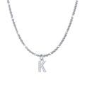Titanium steel snowflake chain necklace with sparkling letter K pendant for women - Letter K / Steel
