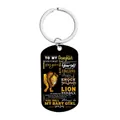 Black and gold lion engraved stainless steel tag keychain gift for daughter - CW0046 Dad Inspirational Lion