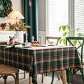 Classic green and red Scottish plaid Christmas tablecloth with a natural linen texture - 45x45cm / Decorative Pillow Cover / Green Checkered