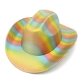 Rainbow striped western cowboy hat with vibrant colorful gradient wool felt finish - Style 4