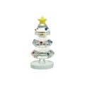Three-tiered clear crystal Christmas tree ornament with yellow star and colorful dots - Christmas Tree with Rhinestones
