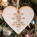 Heart-shaped wooden Christmas ornament with Merry Christmas engraving on a tree - V (6*5cm) Friendship Family Quotes - Heart Wood