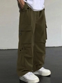 Pantaloni cargo parachute uomo oliva, vestibilità ampia con design multi-tasca pratico - S / Verde Militare