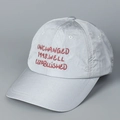 Close-up of red 3D embroidery on metallic silver quick-dry baseball cap - M(56-58cm) / Gray