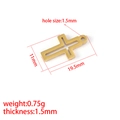 Golden hollow cross pendant in stainless steel with detailed dimensions and weight - Gold
