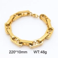 Golden industrial style H-link stainless steel chain bracelet for men with 220mm length - Gold (KB185479-Z)