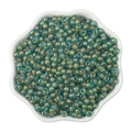 4mm iridescent teal glass seed beads for DIY jewelry making in a petal-shaped bowl - 4mm / Iridescent Cyan Blue (#16 Style)