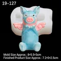 Blue winged pig silicone mold for soap and gypsum, finished size 7.2x5x2.5cm - Style 2-Flying Pig / Clear