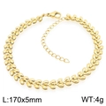 Bracciale a catena in acciaio inossidabile dorato design spiga lungo 170mm - Stile Foglia di Grano Oro (KB206253-ZJZL)