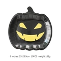 Μαύρα χάρτινα πιάτα κολοκύθα για πάρτι Halloween 23cm σετ 10 τεμαχίων διακόσμηση - Μαύρο Χάρτινο Πιάτο με Χαμογελαστή Κολοκύθα 9 Ιντσών