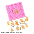 Pink silicone mold with Christmas tree and snowman shapes for DIY chocolate and fondant - Style 2 (17-812) / Pink