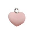 Ciondolo a cuore in resina rosa con asola argentata per gioielli fai da te e hobby - Rosa