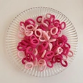 Pink gradient high elasticity seamless hair ties for kids in a glass dish - Pink Series 100Pcs OPP Bag