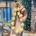 Acrylic bead keychain with yellow unicorn and heart pendant charms for phone or bags - Yellow Unicorn