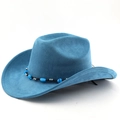 Cappello da cowboy classico blu lago in finta pelle scamosciata con fascia etnica per adulti - Blu Lago