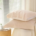 Cotton gauze waffle textured pillowcase in creamy beige with secure zipper closure - Regular/1 Piece / Beige Waffle